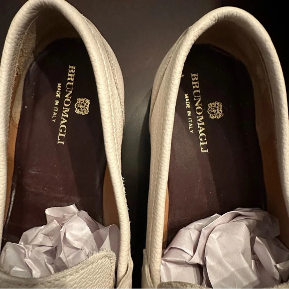 Bruno Magli Lastra Leather Slip-on Loafers Off White Size 8 Italian - Picture 11 of 12